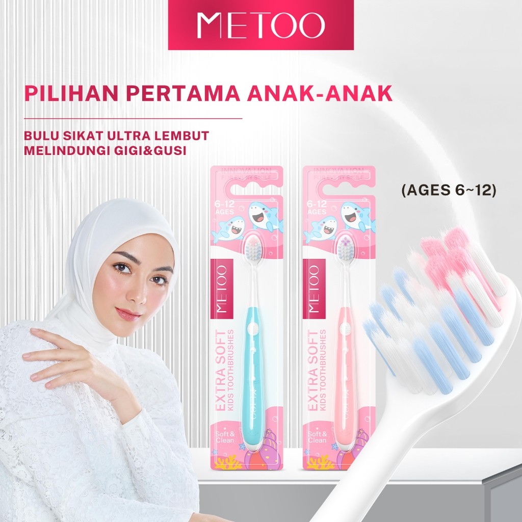 METOO Extra Soft Kids Toothbrushes 1pcs - Ages 1~5/ 6~12 -Soft&Clean Helps clean back teeth / Gum & 
