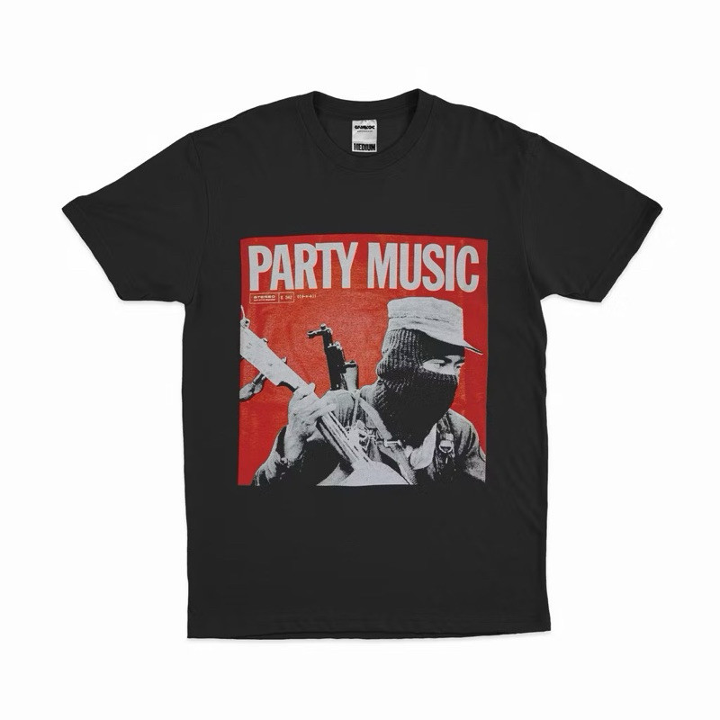 HOT Tshirt GRIMLOC RECORD - PARTY MUSIC (black) Kaos Pria dan Wanita