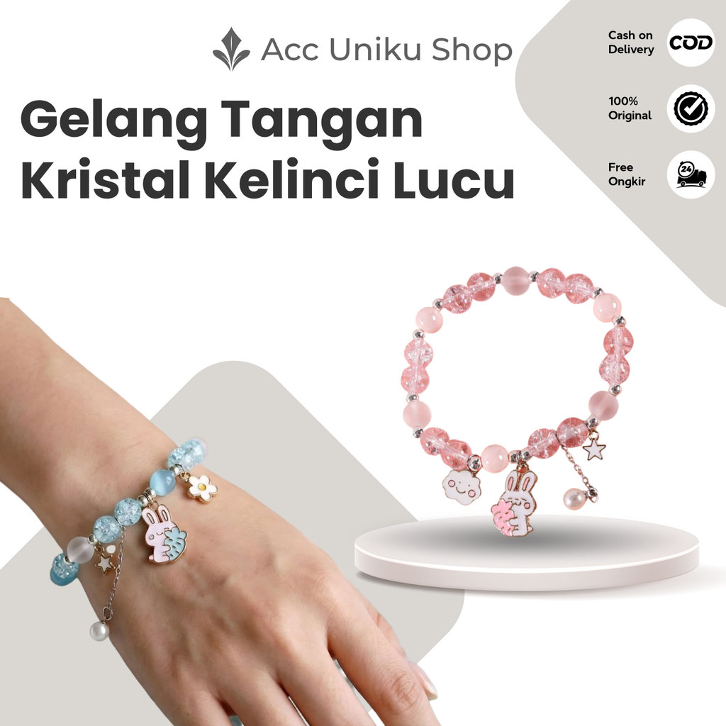 AU - GELANG TANGAN KOREA KRISTAL AESTHETIC / BRACELET GELANG TALI COUPLE / GELANG TANGAN KOREA BESTI