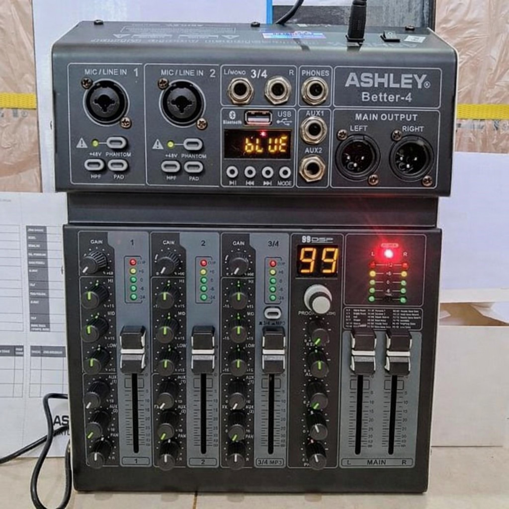 Mini Mixer Audio Murah Ashley Better4  Better 4 channel USB dan Bluetooth DSP99-Baru-2026