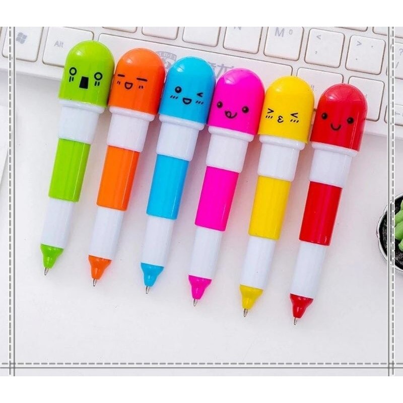 Titani At-1324 Pulpen Stationary Souvenir Pulpen Emoticon Vitamin Pen Unik Pena Kapsul