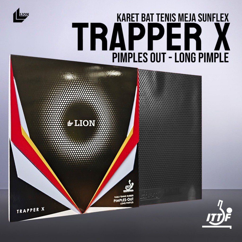 Karet Bat Tenis Meja Pingpong Lion Trapper X Bintik Panjang Sponge Orange