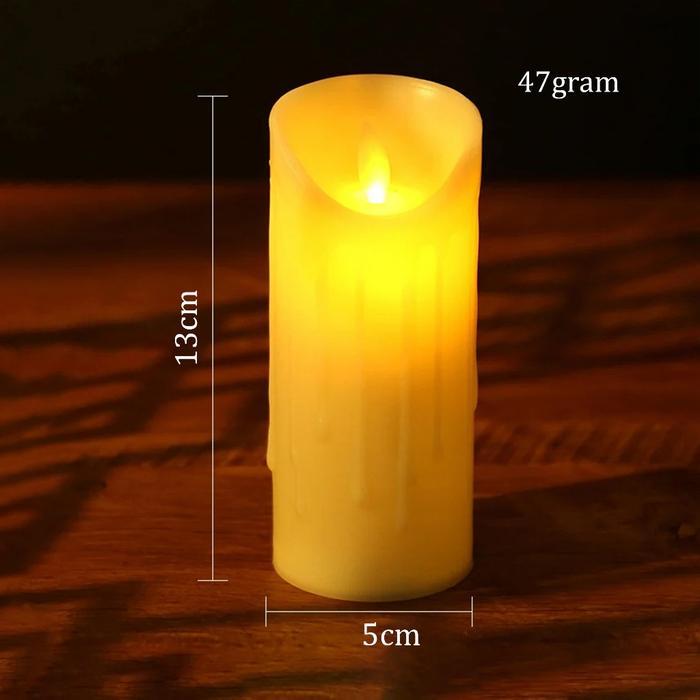 LILIN LED CANDLE BATERAI ELEKTRIK MELELEH / LILIN LED ELEKTRIK LAMPU SUMBU GOYANG / LAMPU HIAS ELEKT