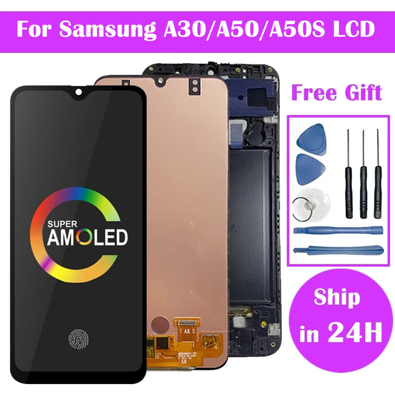 Super AMOLED Pantalla For Samsung A50 A50S A30 LCD Screen Tou Screen gitizer Assembly Replacement Pa