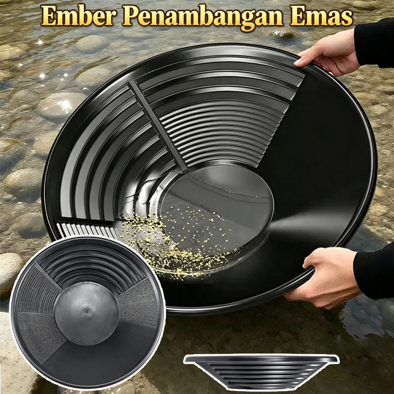 38cm Alat Dulang Emas Gold Panning - Alat Penambangan Emas Engkol Tangan Portabel Panci Emas Alat Ta