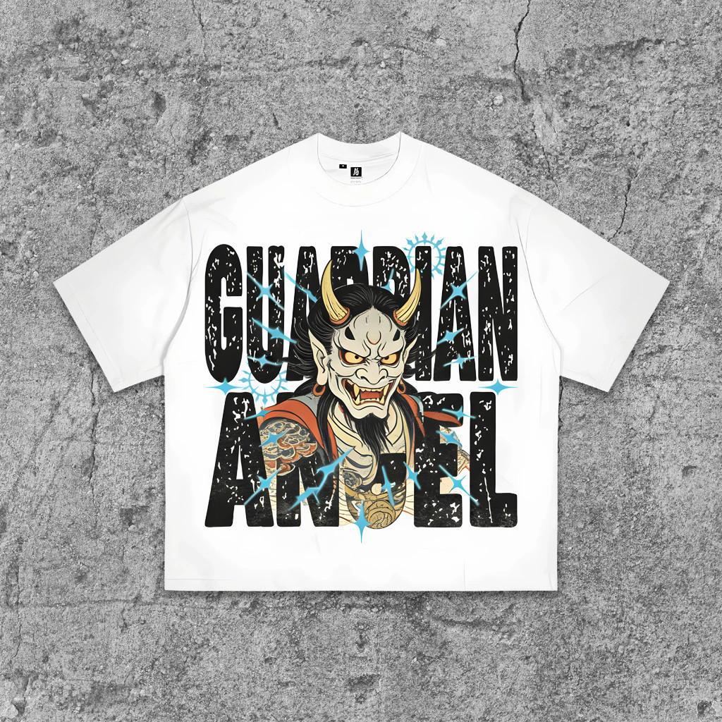 MCM American retro Style T-shirt Oversize Original Sayap malaikat di dunia manusia  Print top| Kaos 