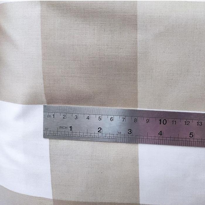 JUST Sprei Kain Katun Meteran Motif Minimalis kotak 8 cm EMILY KHAKI - EMILY 8CM KHAKI