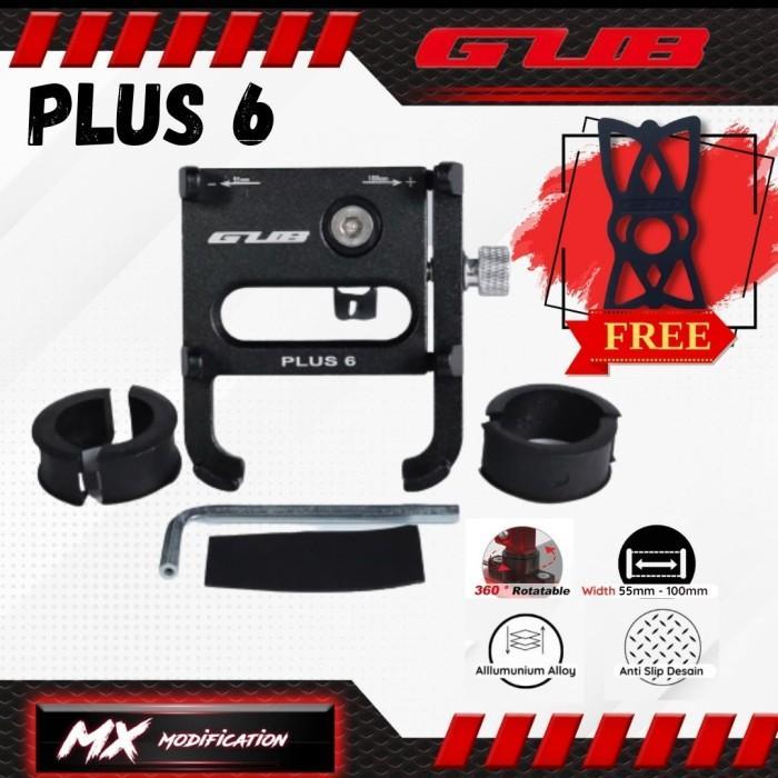 GUB Plus 6 Holder Handphone Allumunium Alloy Original Aluminium Hitam - GUB PLUS 6