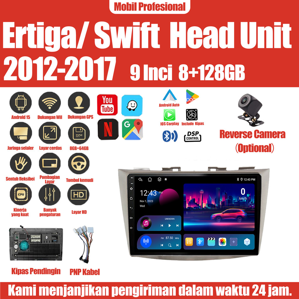 Suzuki Ertiga/ Swift 2012-2017 Head Unit Android 15 9'' 8+64GB / 8+128GB Support WiFi GPS Carplay IP
