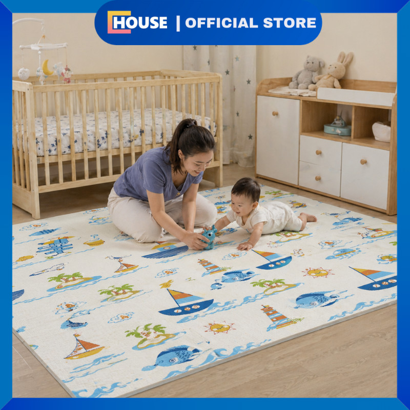 UHOUSE Karpet Playmat Bayi Lipat 200x180cm / Karpet Alas Bayi Merangkak Anti Slip Waterproof Empuk &