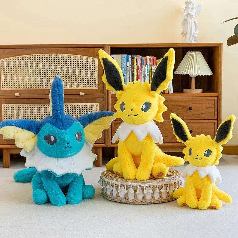 Cartoon Anime Jolteon Plush Doll Pokemon Lei Ibuki & Vaporeon Cute Plush Doll Eevee Sitting Pillow D