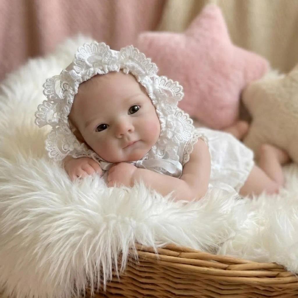 AnjoDoll 13In Girl Bettie Full Body Soft Solid Silicone Reborn Doll Painted Handmade Reborn Doll Toy