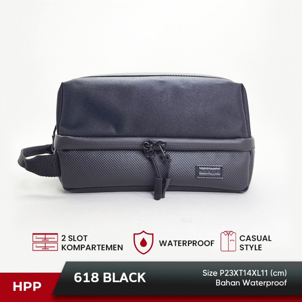 TAS TRAVEL POUCH ORGANIZER PRIA HUSH PUPPIES 618 WATERPROOF 2 SLOT KOMPARTEMEN