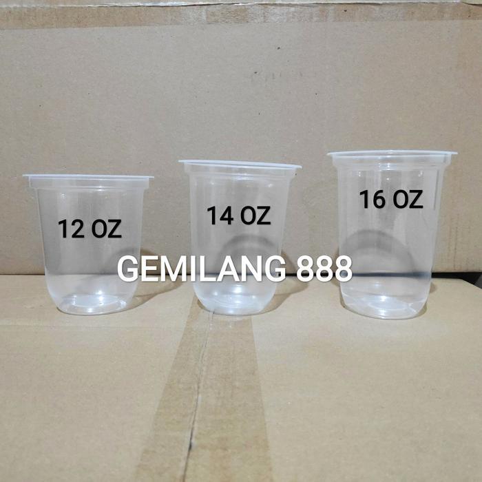 Gelas Oval, Gelas Plastik Oval 12oz, 14 oz, 16oz - Gelas Oval 14oz
