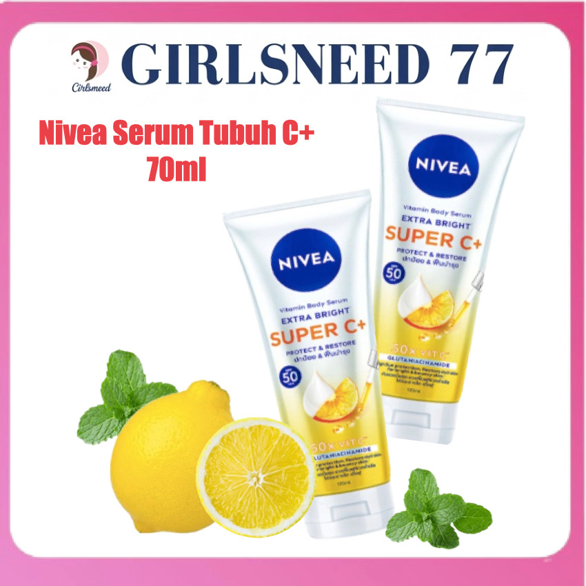 Girlsneed77 NIVEA Body Serum Extra Bright Super C+ SPF50+ PA+++ 70ml - Hand body serum lotion moistu
