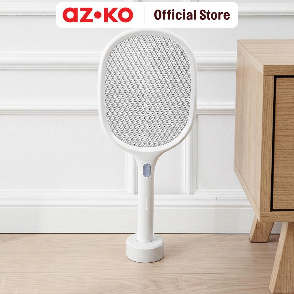AZKO Krisbow Raket Nyamuk Standing Rechargerable 2 in 1 - Putih Pembasmi Nyamuk Pengusir Nyamuk Mosq