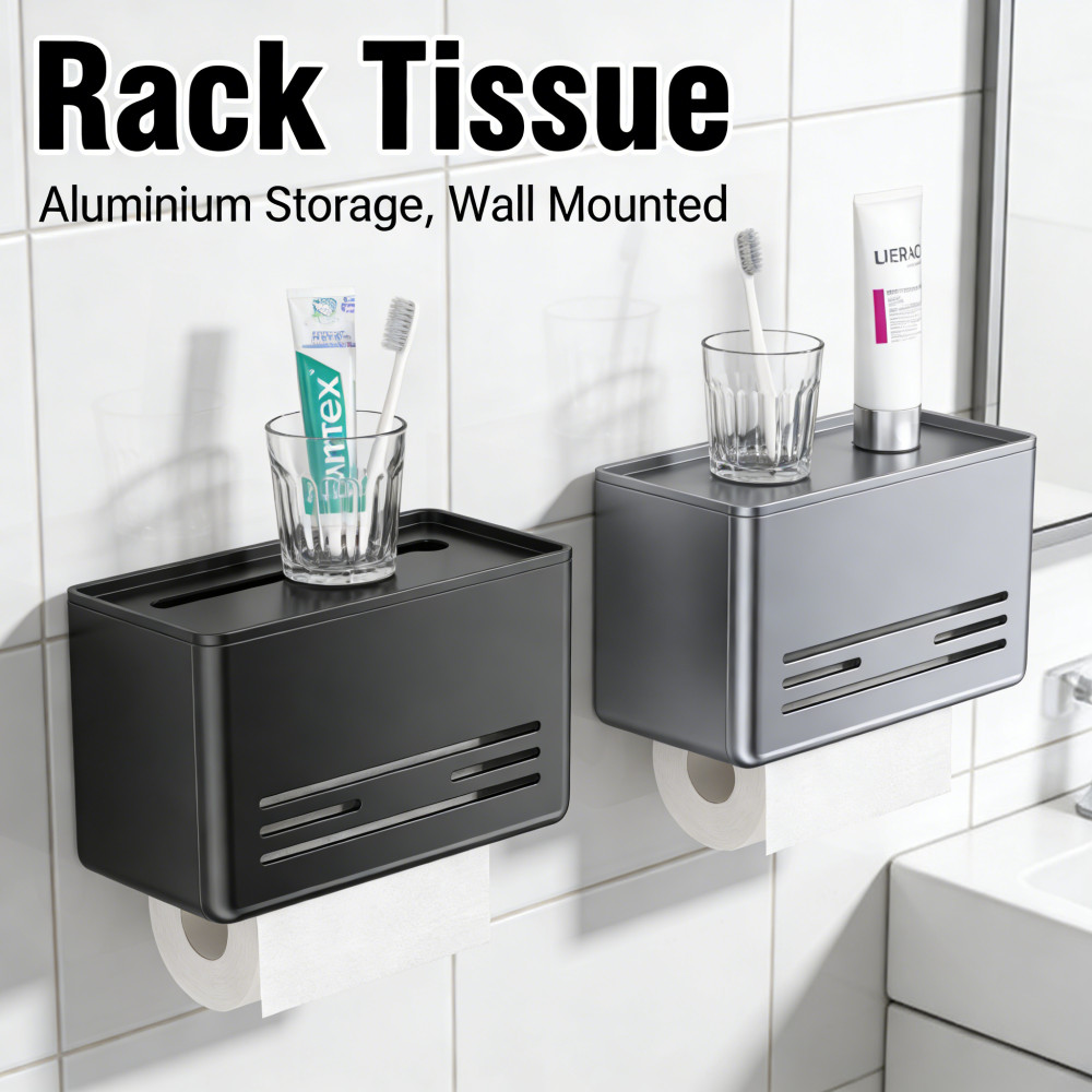 Kotak Tisu Aluminium WC Rack Tempel Tempel Tempel Tempel WC Tisu Tempat Storage Tisu