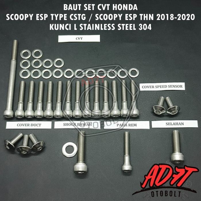 Baut Set CVT Honda Scoopy ESP TYPE CSTG/Scoopy ESP THN 2018 – 2020 Kunci L Stainless Steel - SET CVT