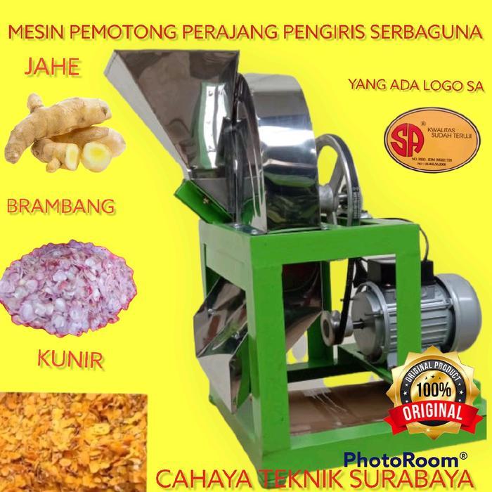Mesin pemotong brambang merah bawang putih otomatis komplit Dinamo 200 watt Mesin pengiris jahe/ kun