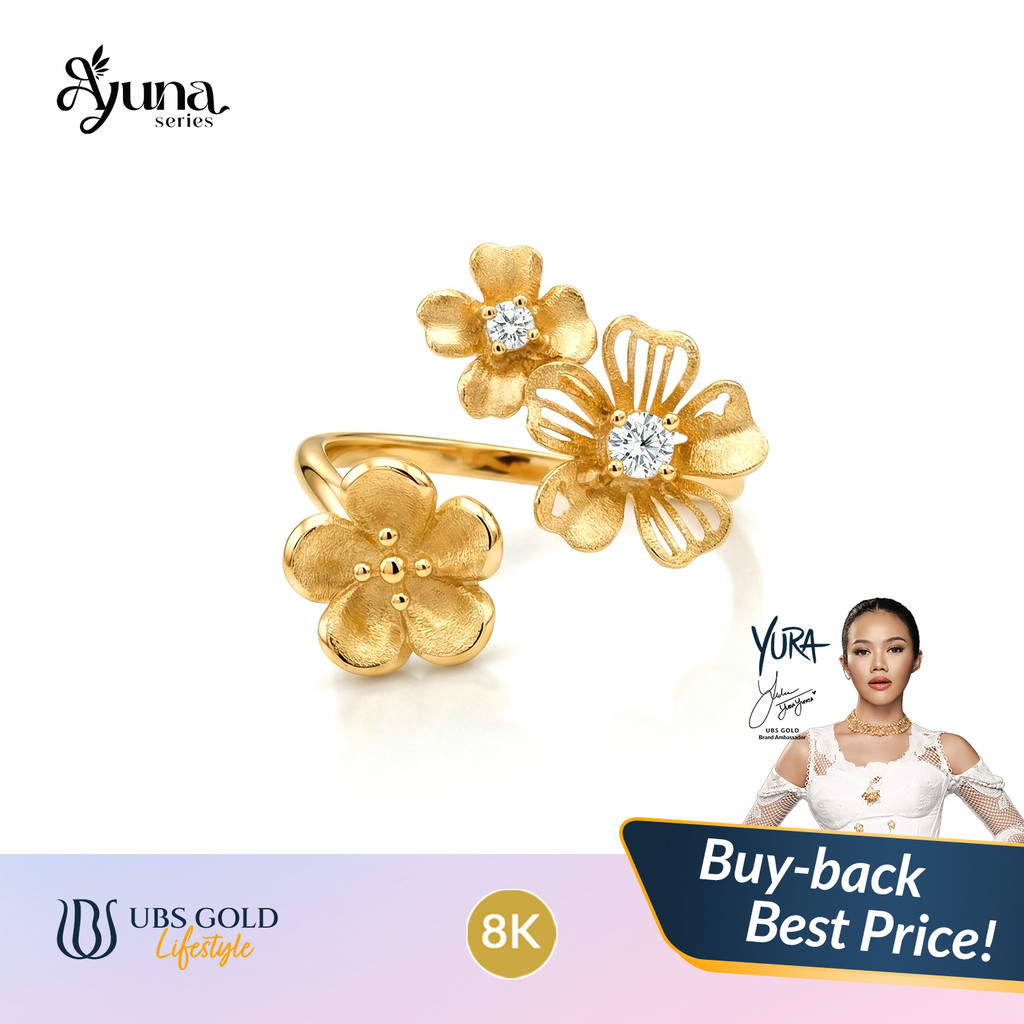 UBS Gold - Cincin Emas Ayuna - 8K - Model Bentuk Bunga - Cdc1034k