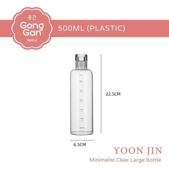 (GONGGAN) Botol Minuman Kaca Air Kopi Teh Bening Estetik Dengan Sleeve - 500ML (Plastic)