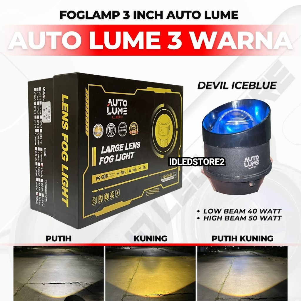 AUTOLUME XT6 - FOGLAMP BILED Projector 3 Inch 3 Warna