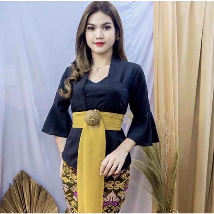 KEBAYA POLOS/KEBAYA TERLARIS/KEBAYA BALI/HANYA KEBAYA - Hitam, S