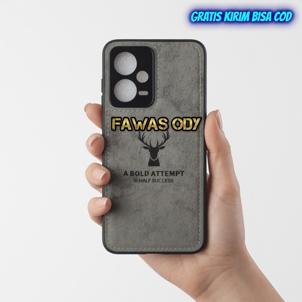 Hard Case Casing Bahan Kain Kanvas Leather Case Xiaomi Redmi Note 12 5G / XIAOMI POCO X5 BIASA