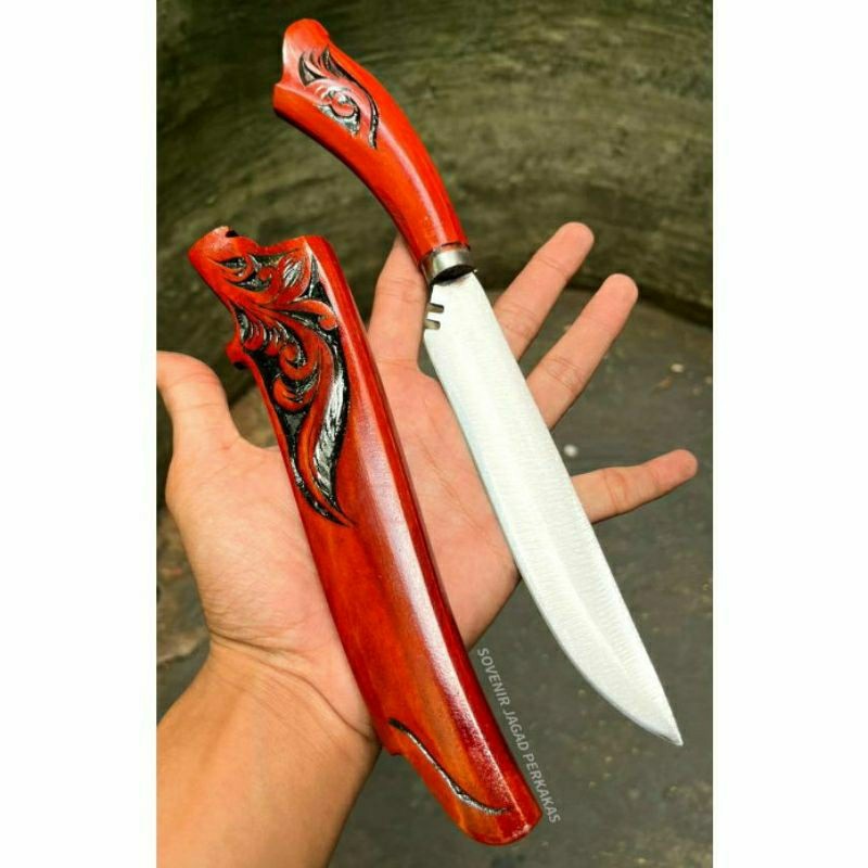 PISAU BAJA MINI KAYU UKIR PISAU SERBAGUNA DIDAPUR DIKEBUN KAYU MERAH