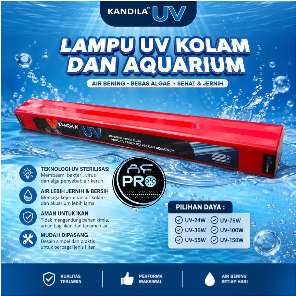 Lampu UV Sterilisasi KANDILA UV 24W 36W 55W 75W 100W 150W Led UV Aquarium Anti Lumut Bakteri