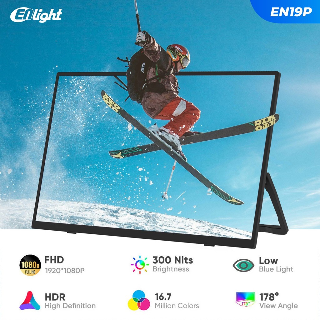 Monitor Portable Enlight LED IPS EN19P Full HD 19" Inch/IPS/100Hz-Garansi Resmi