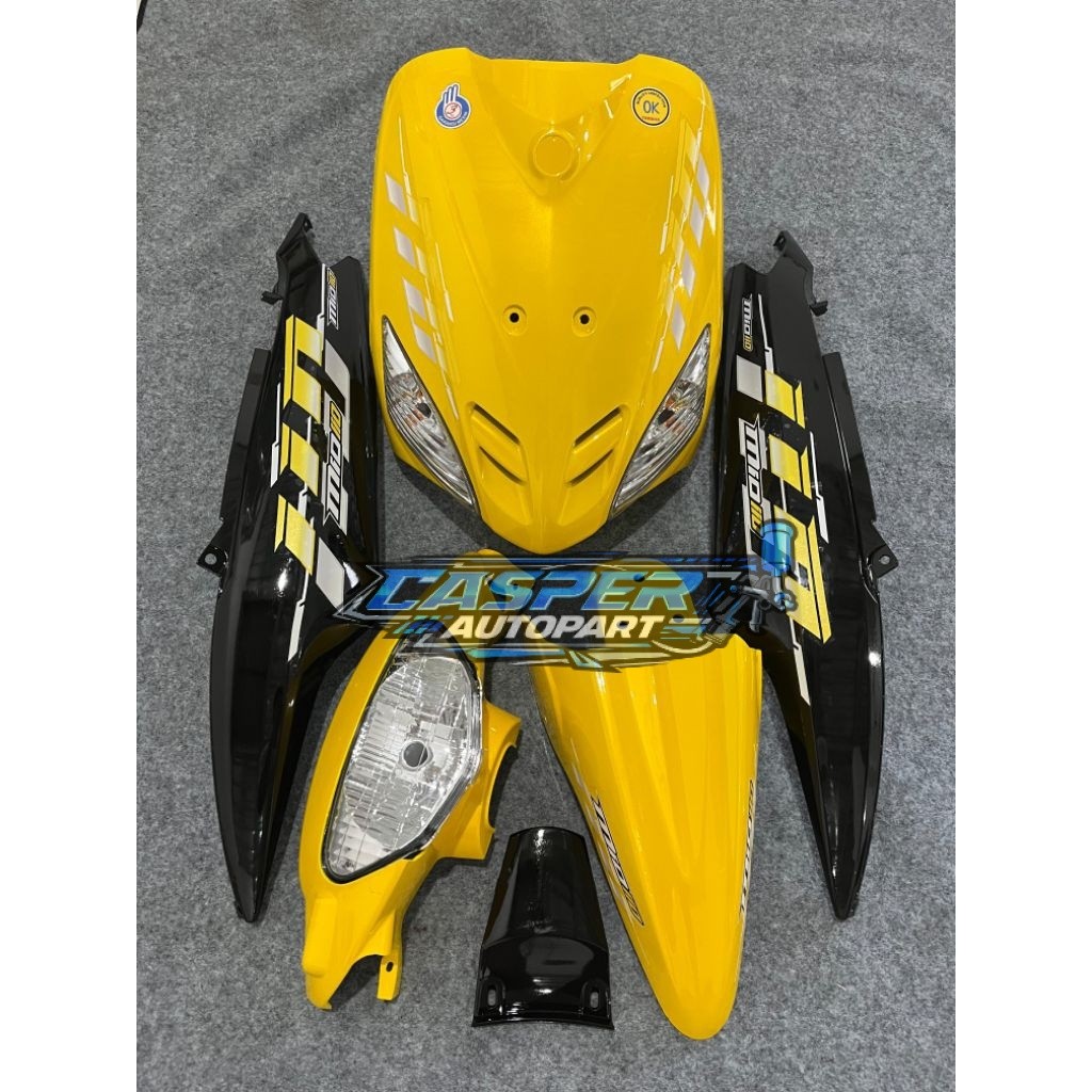 Fullset Cover Body Halus Mio Sporty Kuning Mix Hitam Stripping Vietnam Dan Lampu Depan Sen Depan