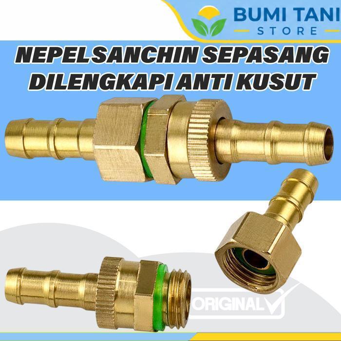 Nepel Sanchin Male Female Sepasang dilengkapi Swivel anti kusut ke selang 8.3mm Full Kuningan
