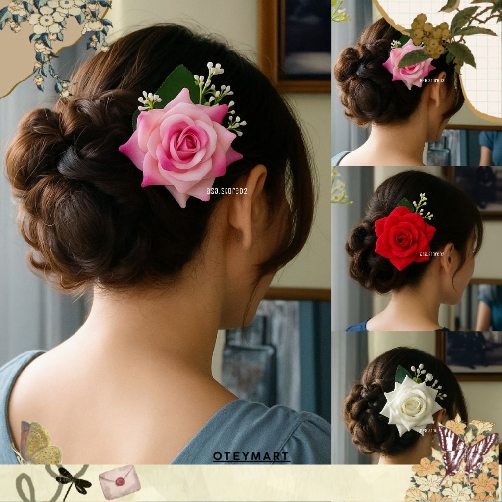 Tusuk Konde Bunga Mawar/Tusuk Konde Rambut Sanggul (2) ASA