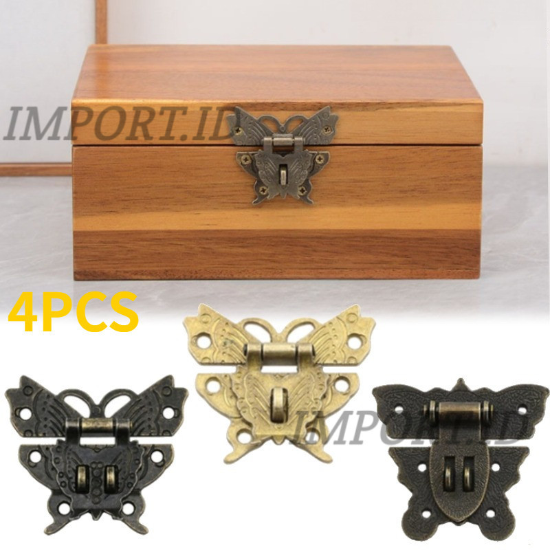 1SET/4PCS Kunci Pengait Box /  Klem Koper / Gembok Box Kuncian Kotak Mahar Seserahan Antik Gelap/ema