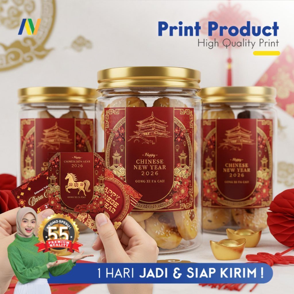 Cetak Stiker Tahun Baru Imlek 2026 Custom Label Logo Kemasan Souvenir Kualitas Tajam Harga Terjangka