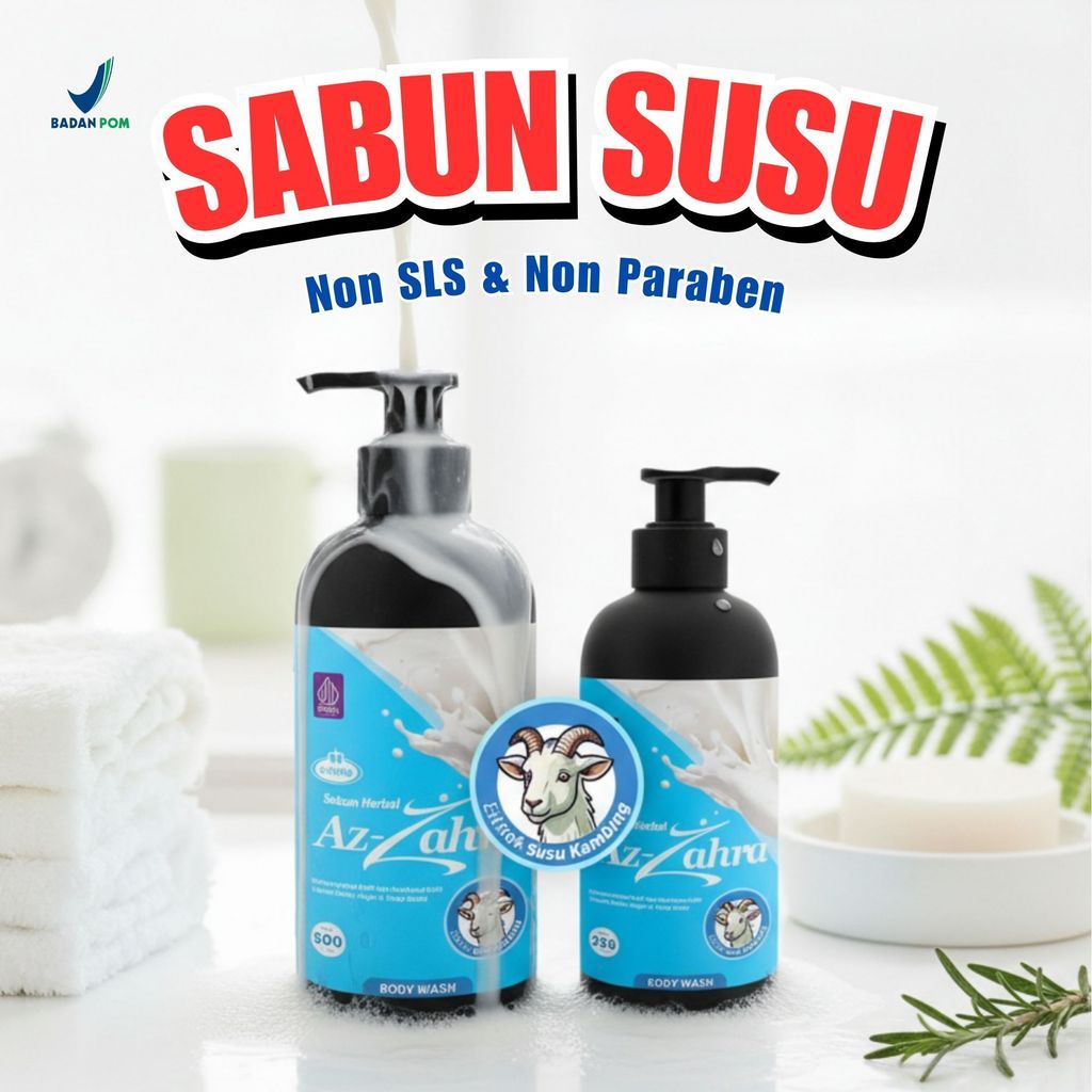 Sabun Susu Kambing Az Zahra Goat Milks Body Wash BPOM - Aroma Terapi Sabun Botol - Sabun Mandi Cair