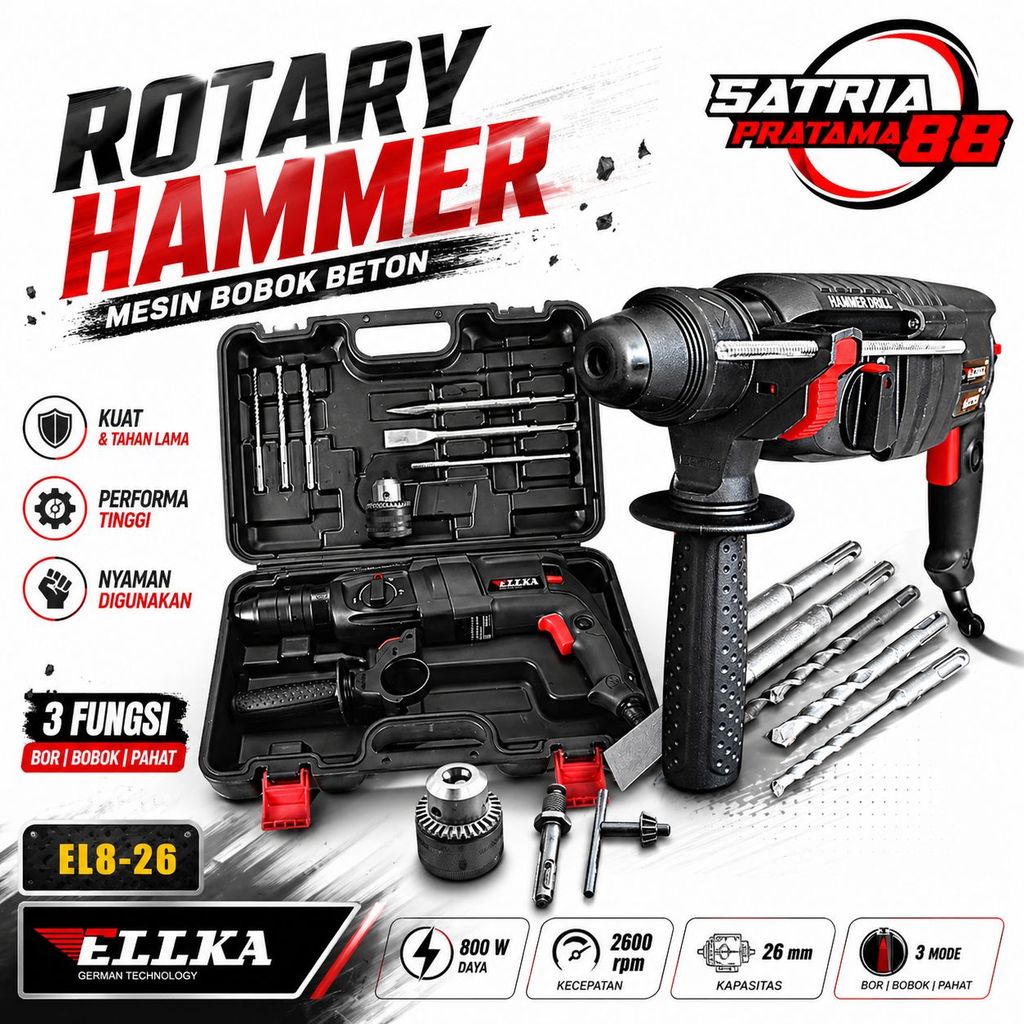 2 mode JLD J26-1 J28-1 atau DEKWE DK8026 Mesin bor BOBOK TEMBOK BETON HAMMER DRILL IMPACT HEMMER DIN