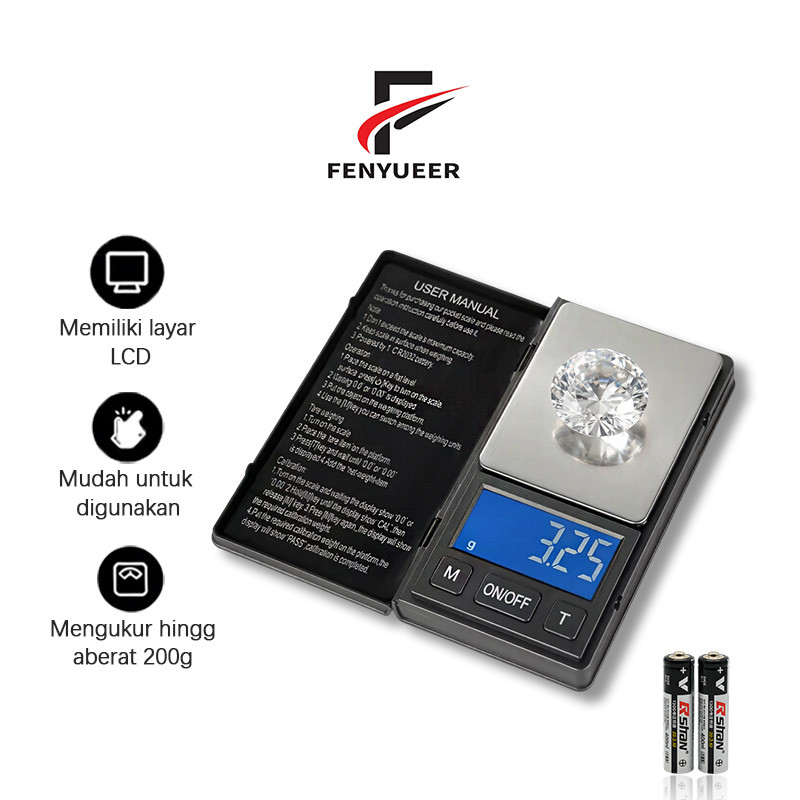 Fenyueer Timbangan Digital Presisi 0.01g dengan Layar LCD Backlight & Tombol Tara Kopi & Bahan Kue