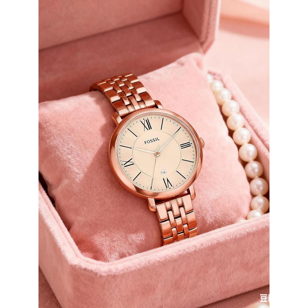 Jam Tangan Wanita Fossil Jacqueline Women's Quartz Watch Stainless Steel Strap Elegant Minimalist La