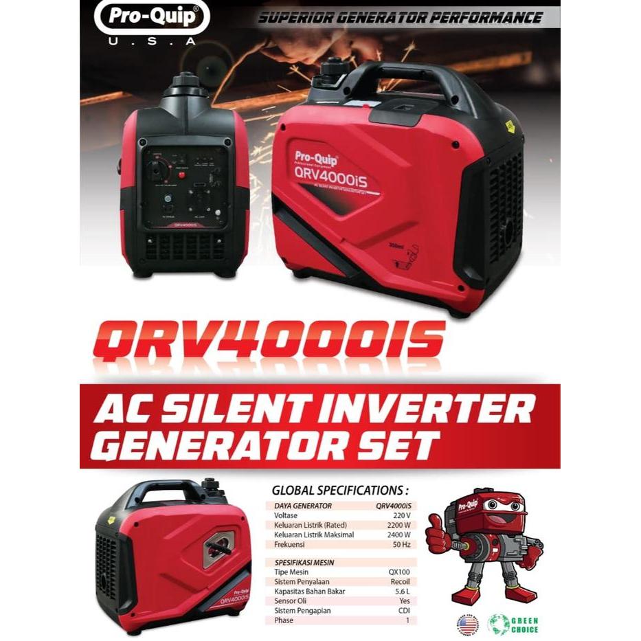 PROQUIP QRV 4000 IS Genset Silent Portable 2400 W 2000 Watt Bensin