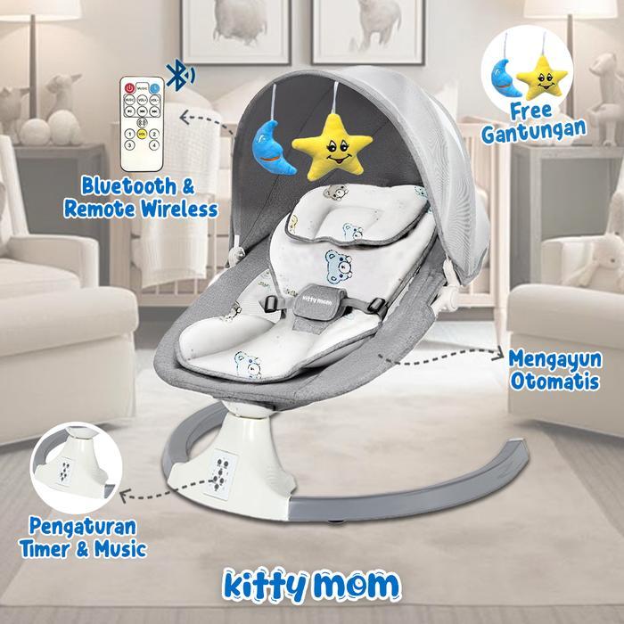 Kitty Mom Ayunan Bayi Elektrik Otomatis Kursi Goyang Anak Portable baby bouncer dengan Remote Wirele