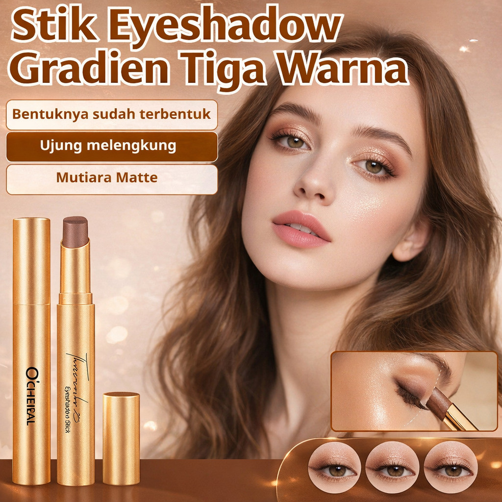 [WATERPROOF/MUDAH DIAPLIKASIKAN]/Stik Eyeshadow Tiga Warna Dengan Glitter Gradien/Stik Eyeshadow Ema