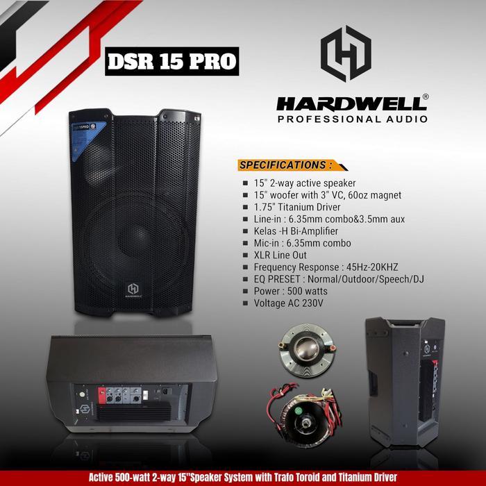 MEGA SALE Hardwell DSR15Pro Speaker Aktif 15 inch DSR15