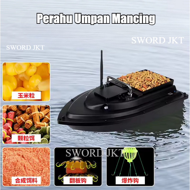 Perahu Umpan Mancing Remote Control 500 Meter GPS Auto Return Bait Boat Kapasitas 2Kg Lampu Malam Du