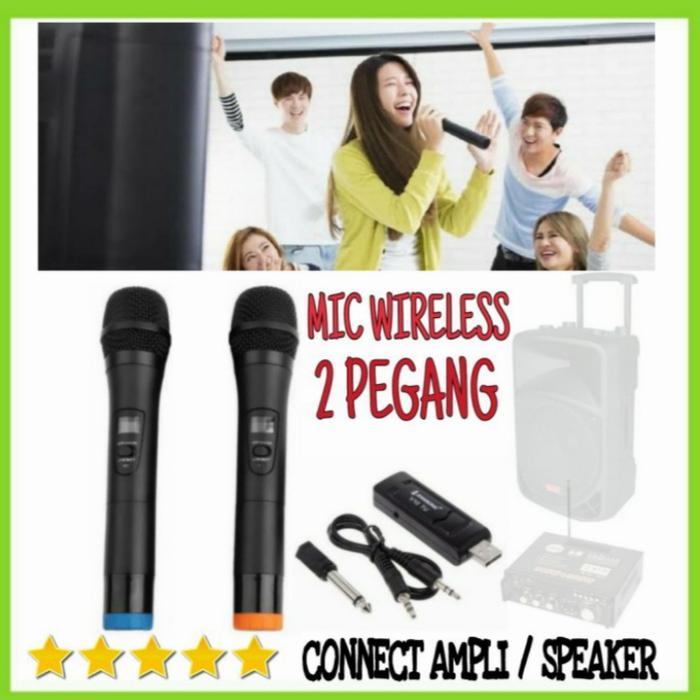3R microphone wireless mic karaoke connect ampli speaker 2 mic UHF
