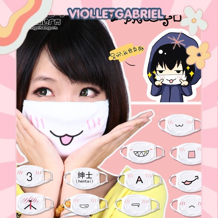 MEM masker emoticon japan mask anime ekspresi kartun lucu kaomoji WAJIB PUNYA 