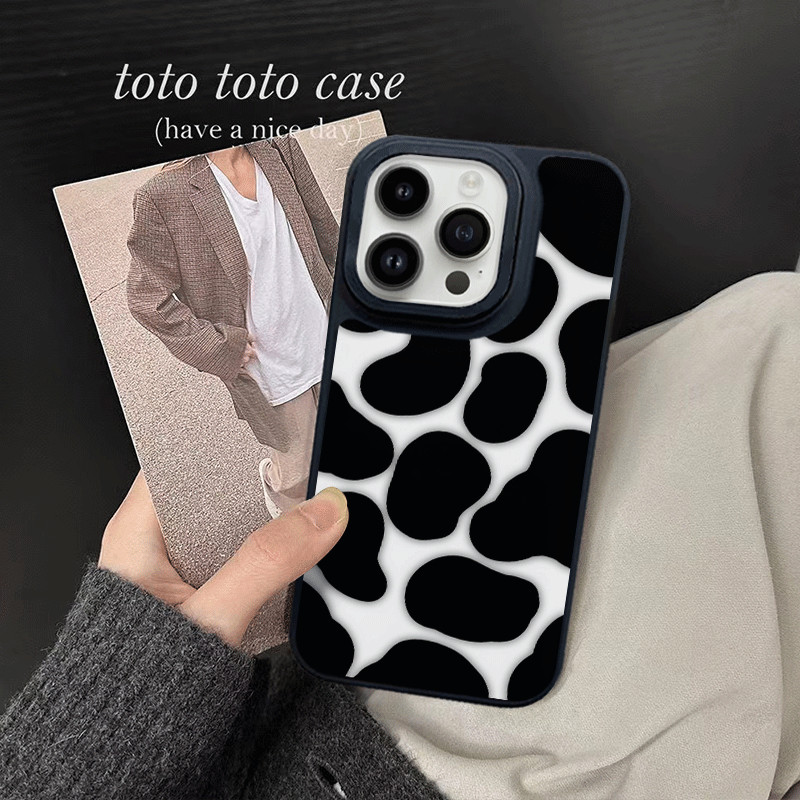 Casing Motif Sapi Hitam Putih untuk Iphone 7 8 14 15 16 Plus XS Iphone XR 7 Plus XS MAX Iphone 11 11