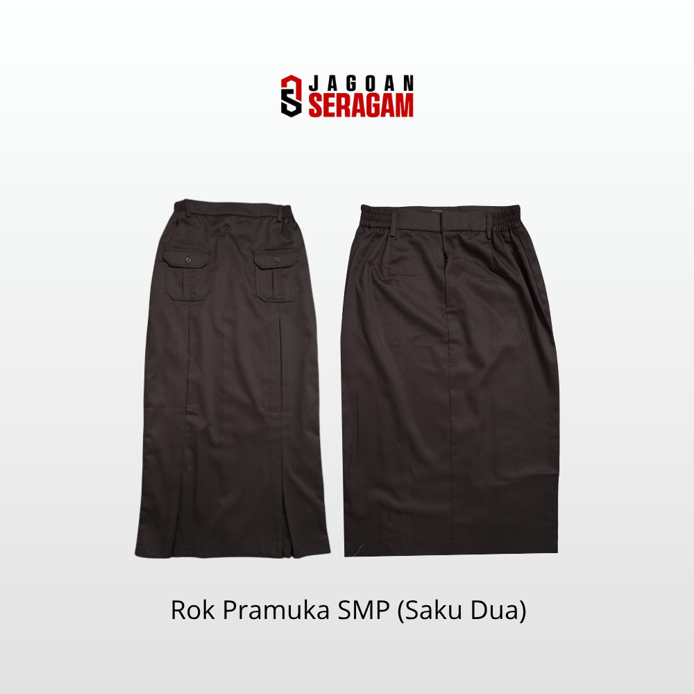Jagoan Seragam Rok Pramuka Saku Dua Coklat Panjang Karet SD SMP SMA Saku Dua Depan Pramuka Span