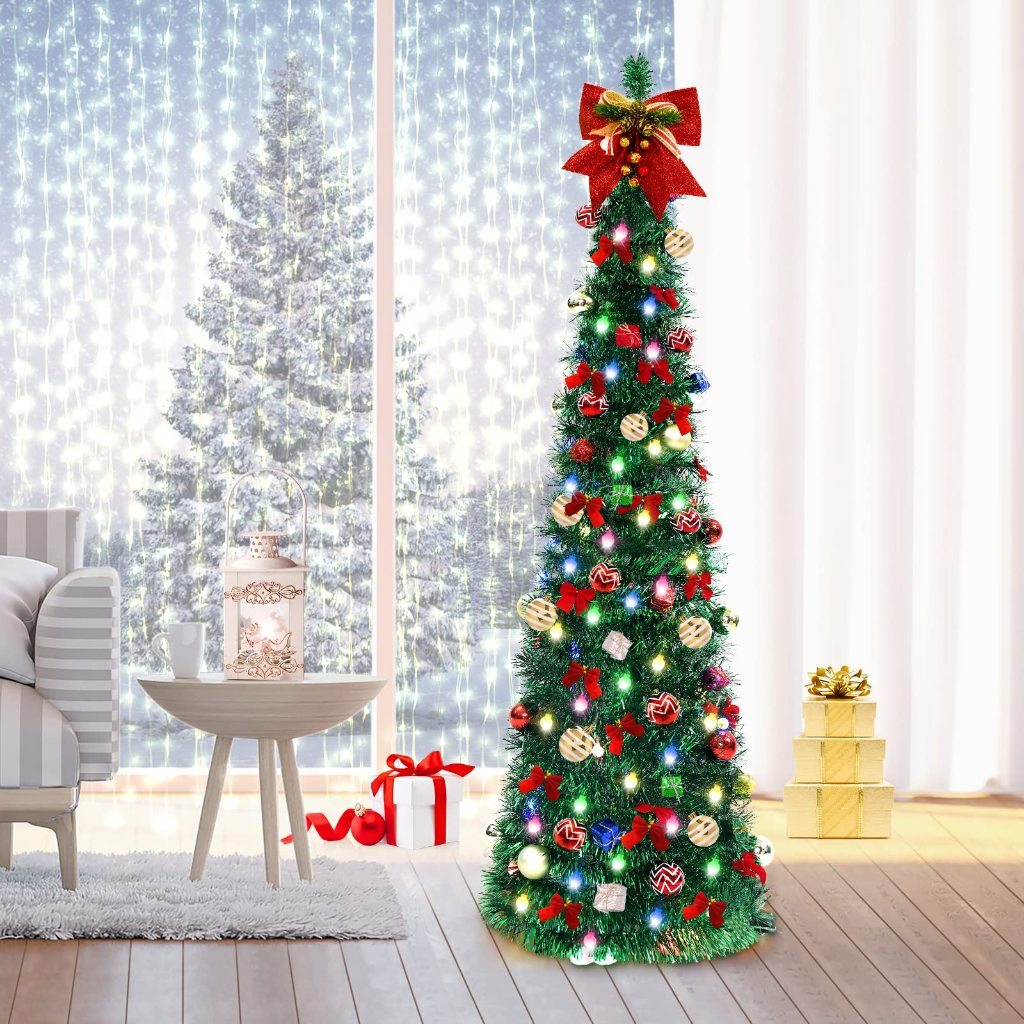 Pohon Natal Madder Dekorasi Natal Ukuran 210cm/180cm Pohon Natal Buatan Lipat